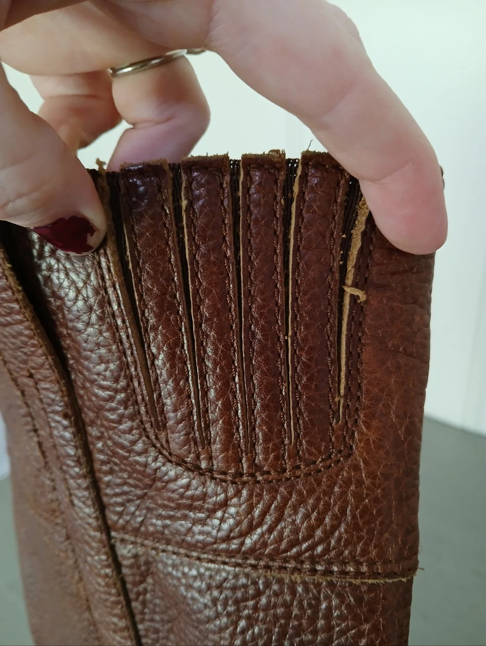 **Fair** Lucky Brand 7.5 Tall leather brown boots wide calf heeled boots - Picture 8 of 11